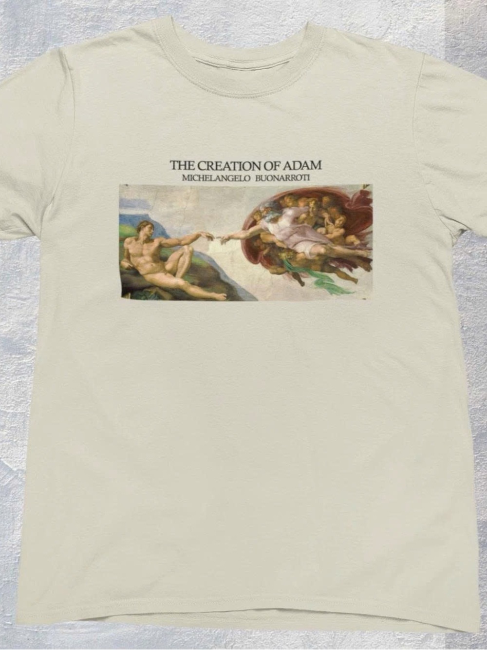 The Creation of Adam Graphic Tee - Cream Men’s Shirt